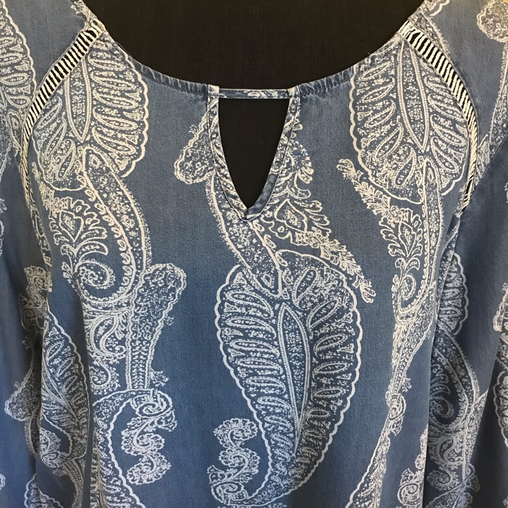 New Directions Blue Jean Top 3/4 sleeve
